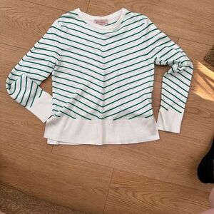 Philosophy di Lorenzo Serafini Cream Crewneck Sweater with Green Stripes size 6